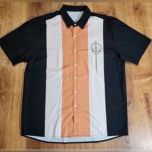 NWOT Retro-Style Bowling Shirt Short Sleeve ButtonUp Mens Sz L Runs Big Meas.XL